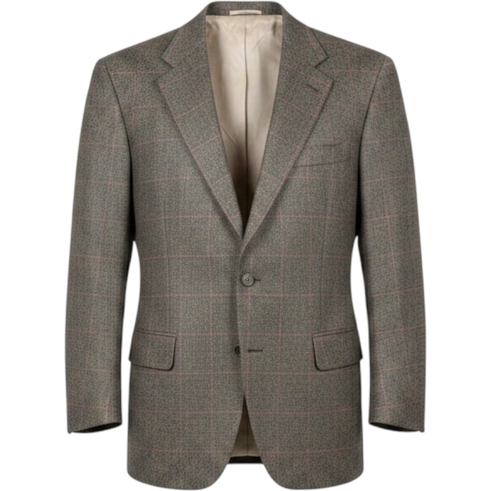 Vintage Chaps‎ Ralph Lauren Mens Grey Wool Glen Plaid Blazer Sport Coat USA Made